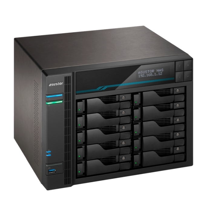 Asustor Lockerstore 10 AS6510T, 10-Bay NAS, Intel ATOM C3538 Quad-Core( Denverton 2.1GHz), 8GB DDR4 (Max 32 GB) , 10 GbE x 2, 2.5 GbE x 2, USB 3.2 Gen-1 x 2, 10 x 2.5” / 3.5” SATA or SSD, 2 x M.2PCIe (NvMe) or SATA SSD, with lockable tray, AES-NI hardwar (тъмнейл - 2)