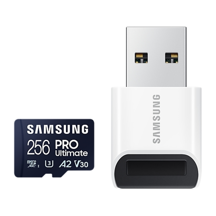 Samsung 256GB micro SD Card PRO Ultimate with USB Reader , UHS-I, Read 200MB/s - Write 130MB/s, U3, V30, A2 (тъмнейл - 4)