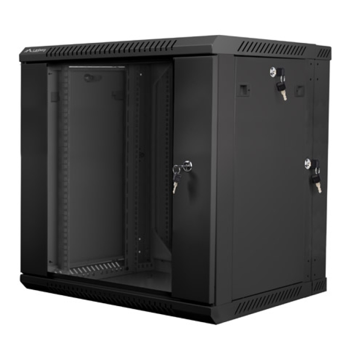 Lanberg rack cabinet 19” double-section wall-mount 12U / 600x600 for self-assembly (flat pack), black (тъмнейл - 2)