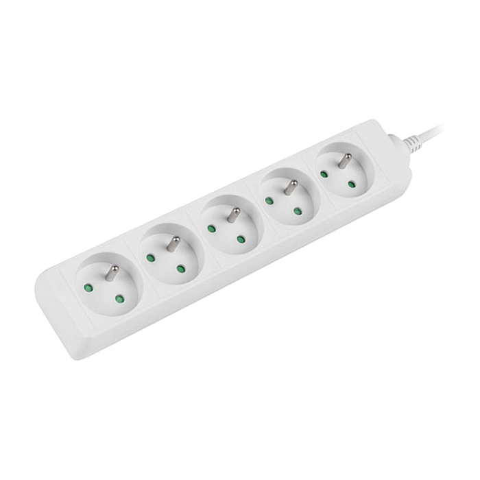 Lanberg power strip 3m, 5 socket,s french quality-grade copper cable, white