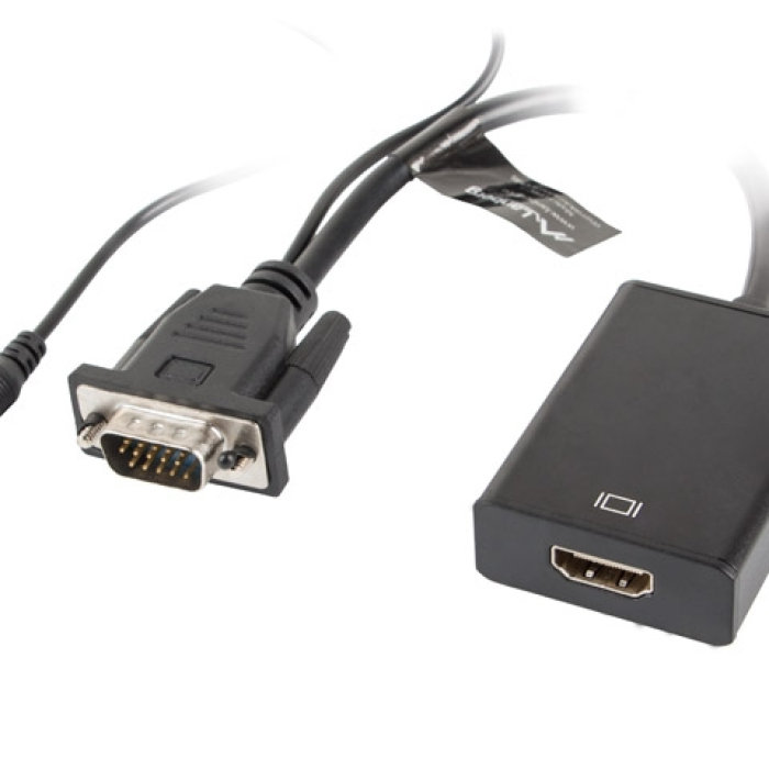 Lanberg adapter VGA (f) + audio 3.5mm jack -> HDMI (m) (тъмнейл - 1)