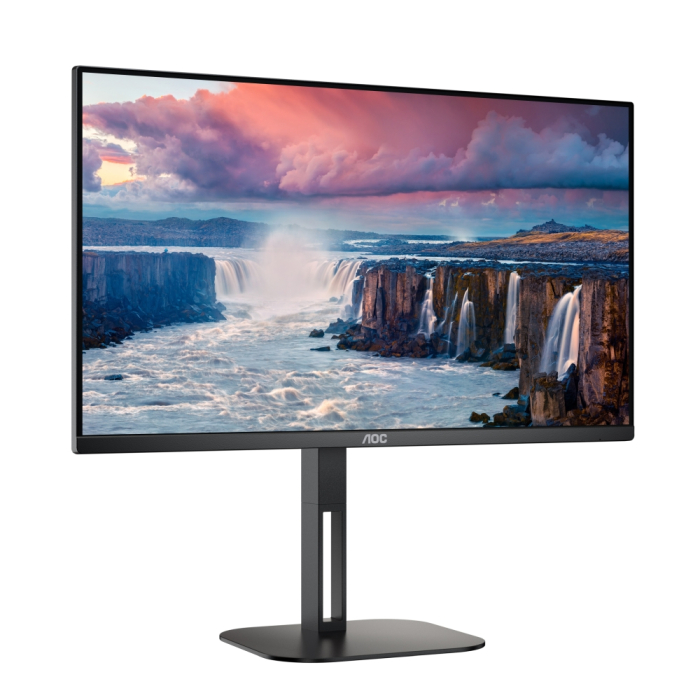 AOC 24V5C/BK, 23.8" IPS WLED, 1920x1080@75Hz, 4ms GtG, 1ms MPRT, 300cd m/2, 1000:1, DCR 20M:1, FreeSync, FlickerFree, Low Blue Light, 3Wx2, Tilt, Height Adjust, Pivot, Swivel, HDMI, DP, USB hub (тъмнейл - 4)