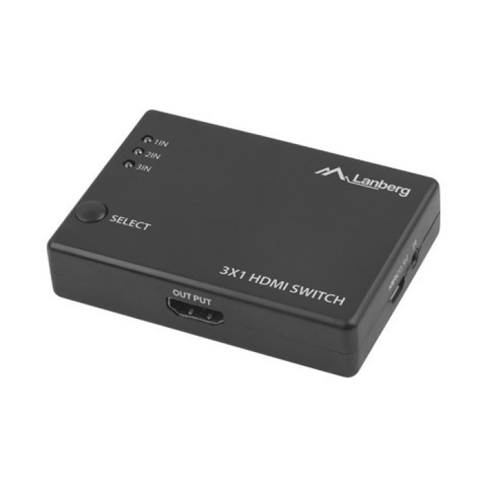 Lanberg Video Switch 3x HDMI + Micro USB port + Remote Controller, black (тъмнейл - 4)