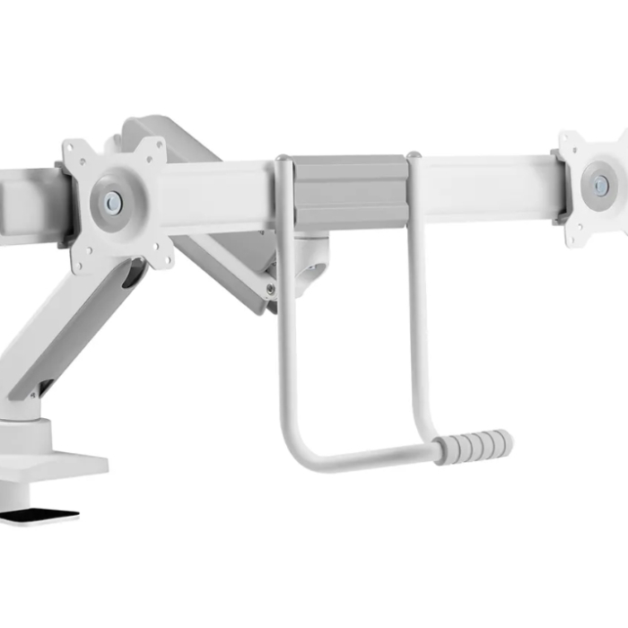 Neomounts by NewStar Screen Desk Mount 2 screens (topfix clamp & grommet) for 2 Monitor Screens, White (тъмнейл - 2)