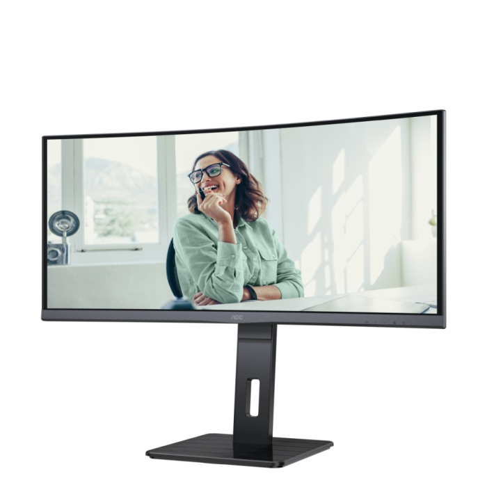 AOC CU34P3CV, 34" VA WLED, Curved 1500R, 3440x1440@100Hz, 4ms GtG, 1ms MPRT, 300cd m/2, DCR 3000:1, 50M:1, AdaptiveSync, FlickerFree, Low Blue Light, 5Wx2, Tilt, Height Adjust, Swivel, HDMI, DP, USB hub (тъмнейл - 2)