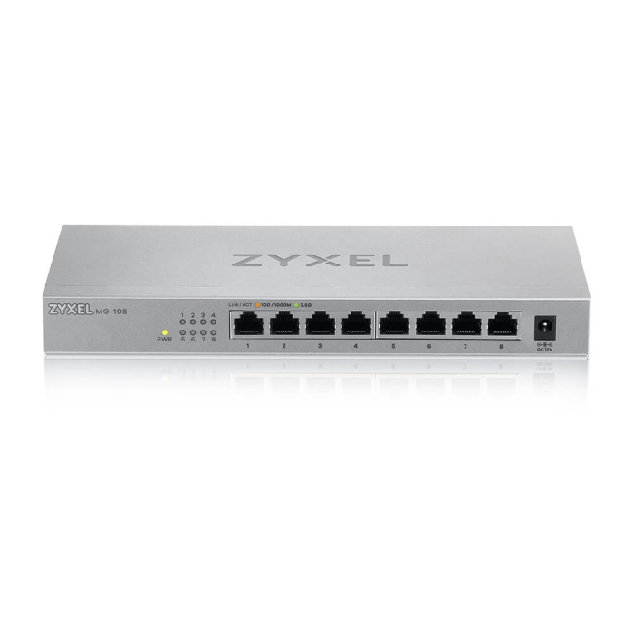 ZyXEL MG-108, 8 Ports, Desktop, 2.5G MultiGig unmanaged Switch (тъмнейл - 1)