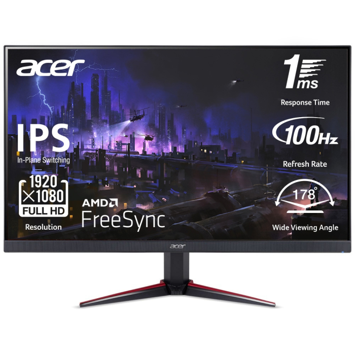 Acer Nitro VG270Ebmiix 27" IPS LED, Anti-Glare, ZeroFrame FreeSync 100Hz 16:9 1ms(VRB),100M:1, 250nits, 1920x1080 FHD, VGA, 2xHDMI, MM Audio in/out, Speakers, Black на супер цена