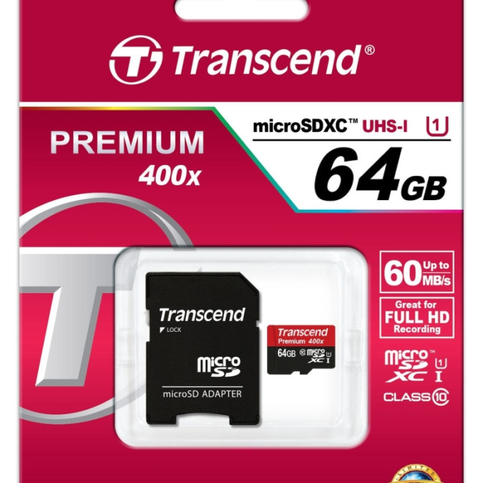 Transcend 64GB micro SDXC UHS-I Premium (with adapter, Class 10) (тъмнейл - 1)