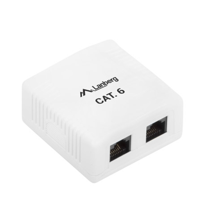 Lanberg surface-mount box CAT.6 UTP UNshielded 2X RJ45, white (тъмнейл - 1)