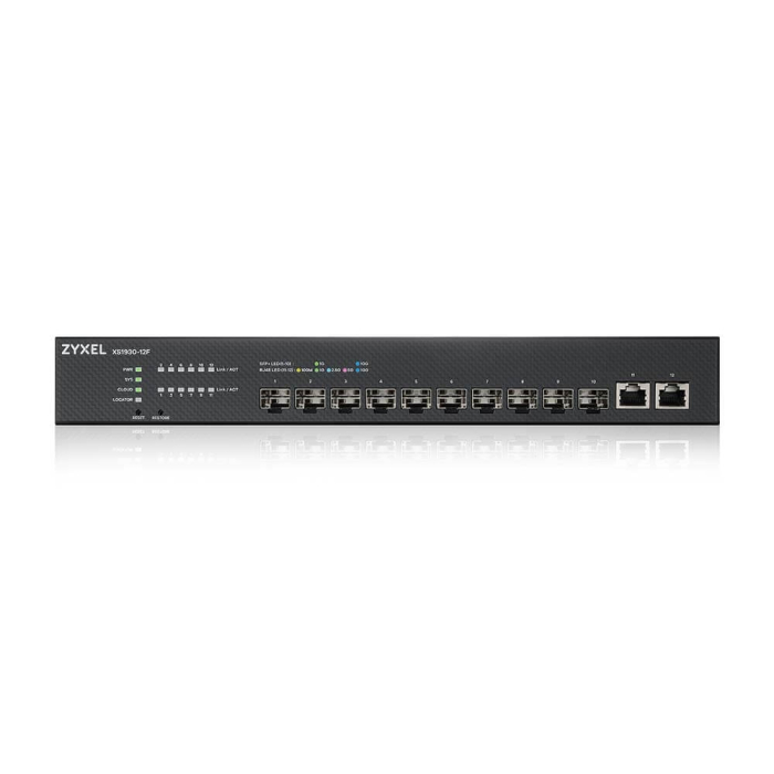 ZyXEL XS1930-12F, 10-port 10G Smart Managed Fiber Switch, 2 Multi-Gigabit Ports (тъмнейл - 1)