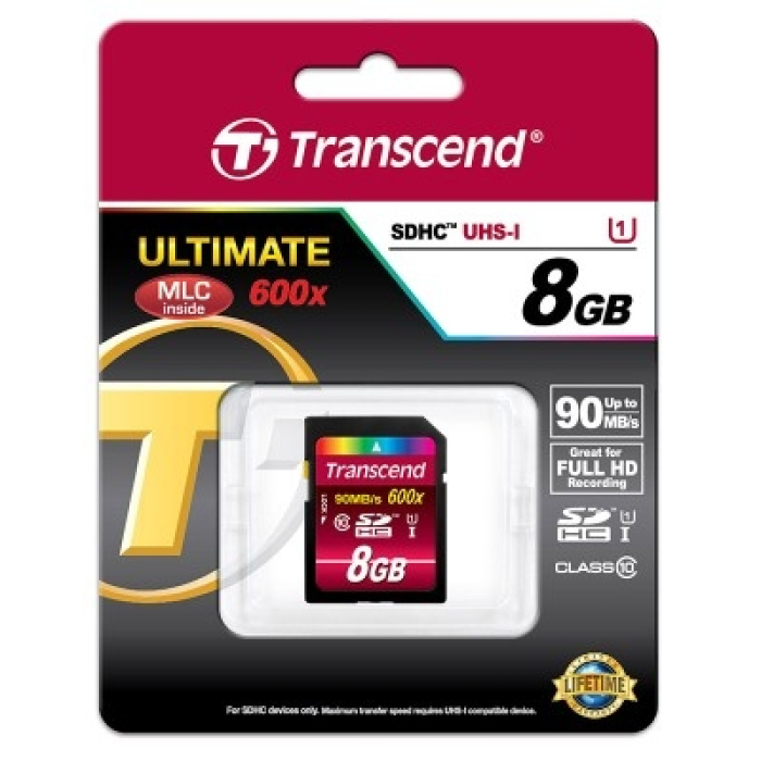 Transcend 8GB SDHC UHS-I Ultimate (Class10) (тъмнейл - 1)