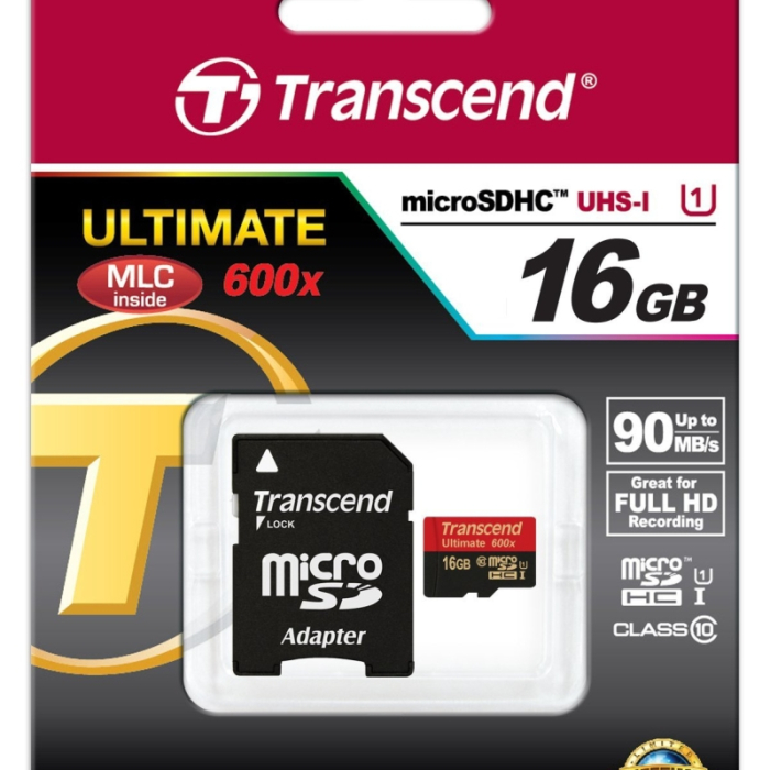 Transcend 16GB micro SDHC UHS-I Ultimate (with adapter, Class 10) (тъмнейл - 2)