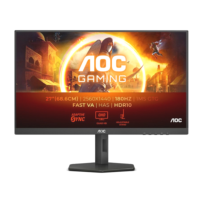 AOC Q27G4XN, 27" VA WLED, 2560x1440@180Hz, 1ms GtG, 0.5ms MPRT, 300cd m/2, 5000:1, 80M:1 DCR, Adaptive Sync, FlickerFree, Low Blue Light, Tilt, Height Adjust, Pivot, Swivel, 2xHDMI, DP на супер цена