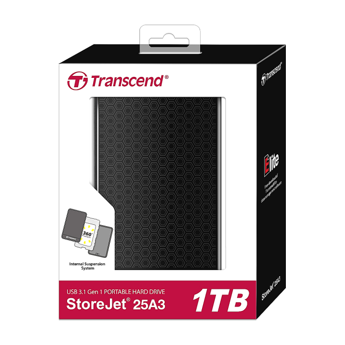 Transcend 1TB StoreJet 2.5" A3, Portable HDD, Black (тъмнейл - 3)