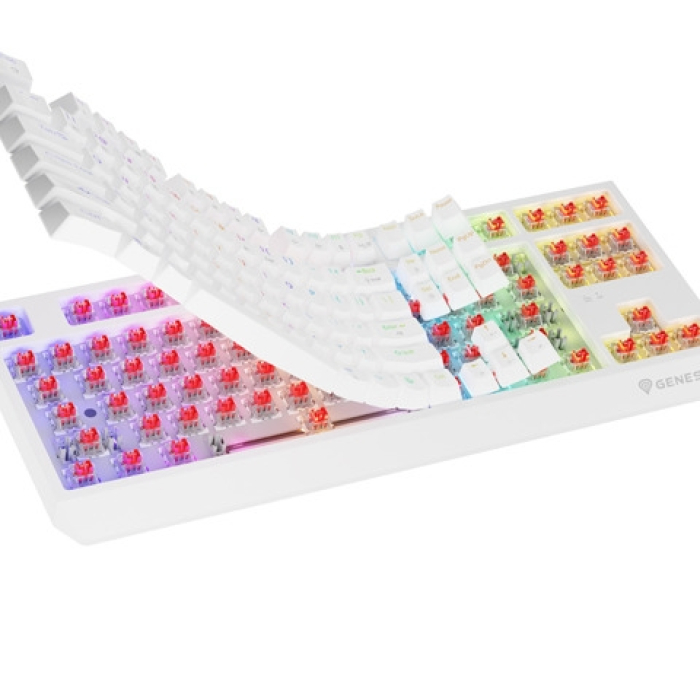 Genesis Gaming Keyboard Thor 230 TKL Wireless US White RGB Mechanical Outemu Red (тъмнейл - 1)