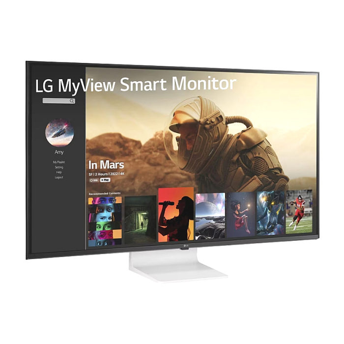 LG 43SQ700S-W, 42.5" IPS Smart webOS, ThinQ, 5ms, 1200:1, 300cd/m, 4K UHD (3840x2160) AG, HDR 10, DCI-P3 80%, HDMI, USB, USB Type-C, PD 65W, Wi-Fi B/in, AirPlay 2, Virtual surround, Speacers 10W x 2, LAN, Bluetooth Tilt, Black (тъмнейл - 1)