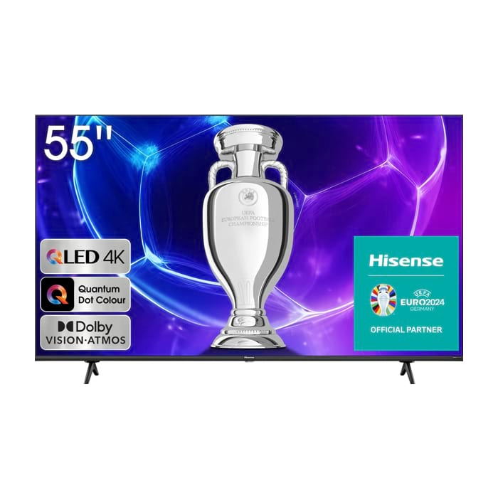 Hisense 55" E7KQ, 4K Ultra HD 3840x2160, QLED, Quantum Dot, HDR 10+, HLG, Dolby Vision, DTS Virtual X, Smart TV, WiFi 5GHz, WiFi Direct, BT, Anyview Cast, 3xHDMI, 2xUSB, LAN, CI+, DVB-T2/C/S2, Black