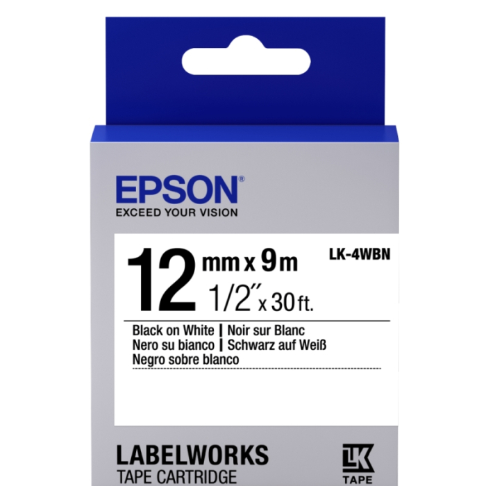 Epson Label Cartridge Standard LK-4WBN Black/White 12mm (9m) на супер цена