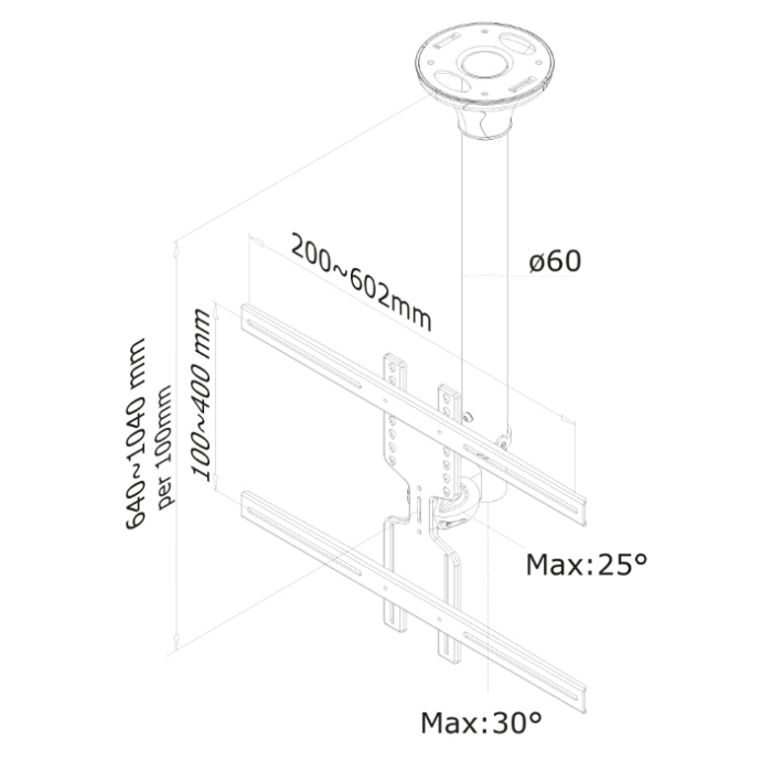 Neomounts by NewStar Flat Screen Ceiling Mount (Height: 64-105 cm) (тъмнейл - 2)