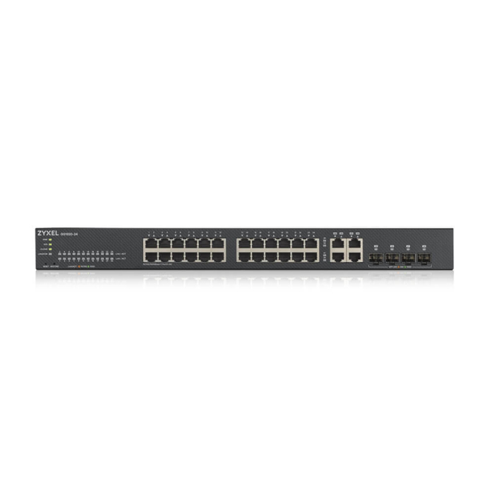 ZyXEL GS1920-24v2, 28 Port Smart Managed Switch 24x Gigabit Copper and 4x Gigabit dual pers., hybird mode, standalone or NebulaFlex Cloud (тъмнейл - 1)