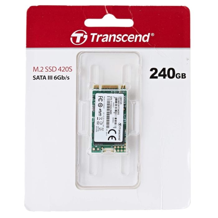 Transcend 240GB, M.2 2242 SSD 420S, SATA3, TLC (тъмнейл - 1)