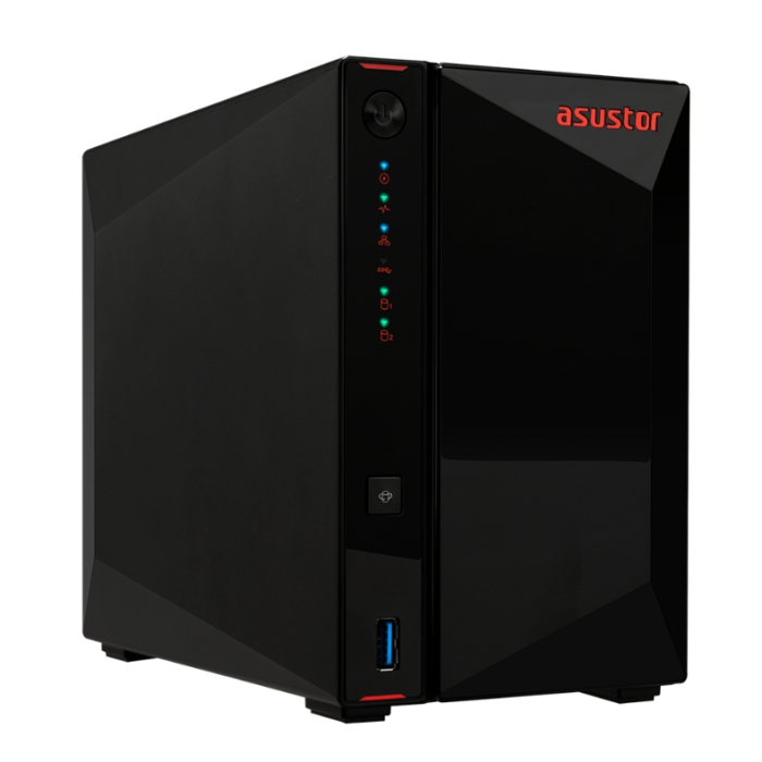 Asustor AS5202T, 2-Bay NAS, Intel Celeron J4005 Dual-Core 2.0 GHz (burst up 2.7 GHz), 2GB SO-DIMM DDR4 (Max. 8GB), 2x 2.5 GbE, 2x 2.5"/3.5" SATA3 HDD or SSD, 3x USB 3.2 Gen 1 Type A, WOW (Wake on WAN), WOL, System Sleep Mode, AES-NI hardware enc (тъмнейл - 1)