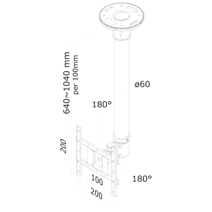 Neomounts by NewStar Flat Screen Ceiling Mount (Height: 64-105 cm) (тъмнейл - 2)