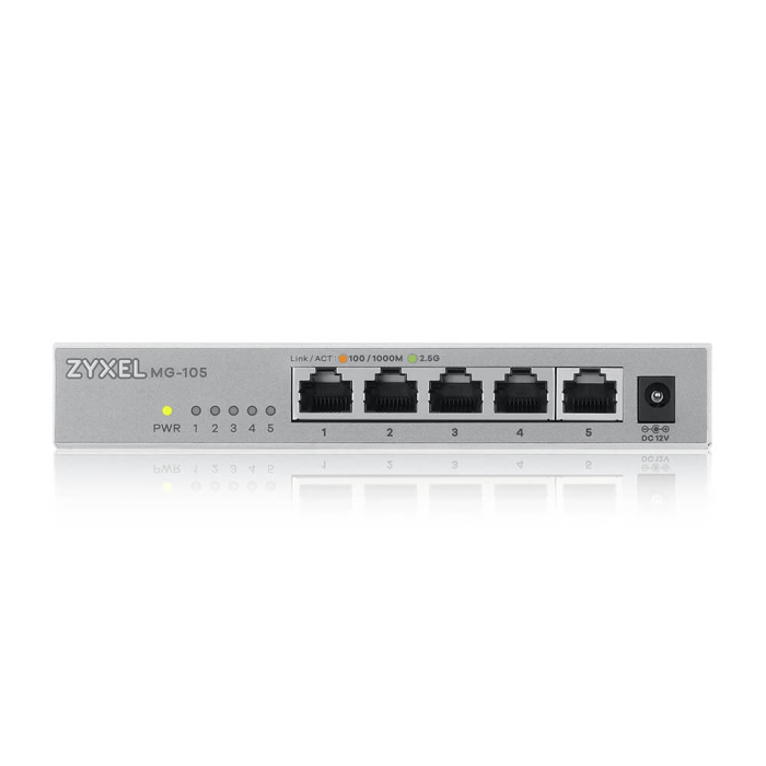 ZyXEL MG-105, 5 Ports, Desktop, 2.5G MultiGig unmanaged Switch