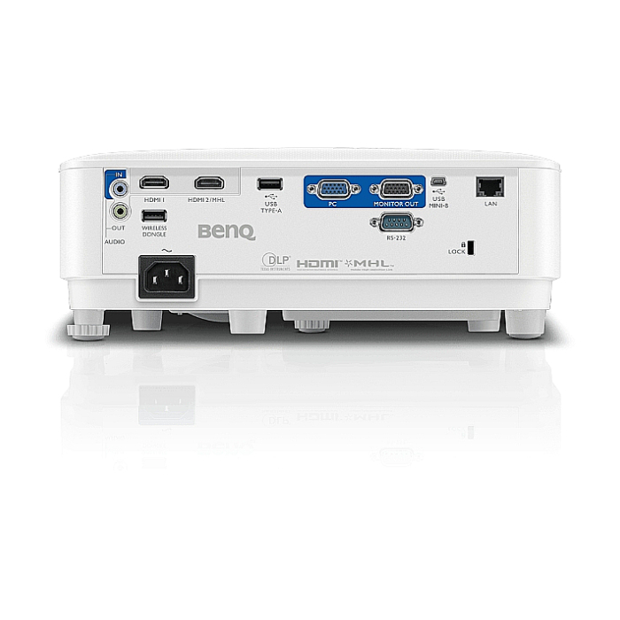 BenQ MH733, DLP, 1080p, 16 000:1, 4000 ANSI Lumens, VGA, 2xHDMI, USB Reader for PC-Less Presentations, JPEG, PDF, Word, Excel, PowerPoint, LAN control (RJ45), 2D Keystone, Corner fit, Speaker, 3D Ready, 36M (тъмнейл - 1)