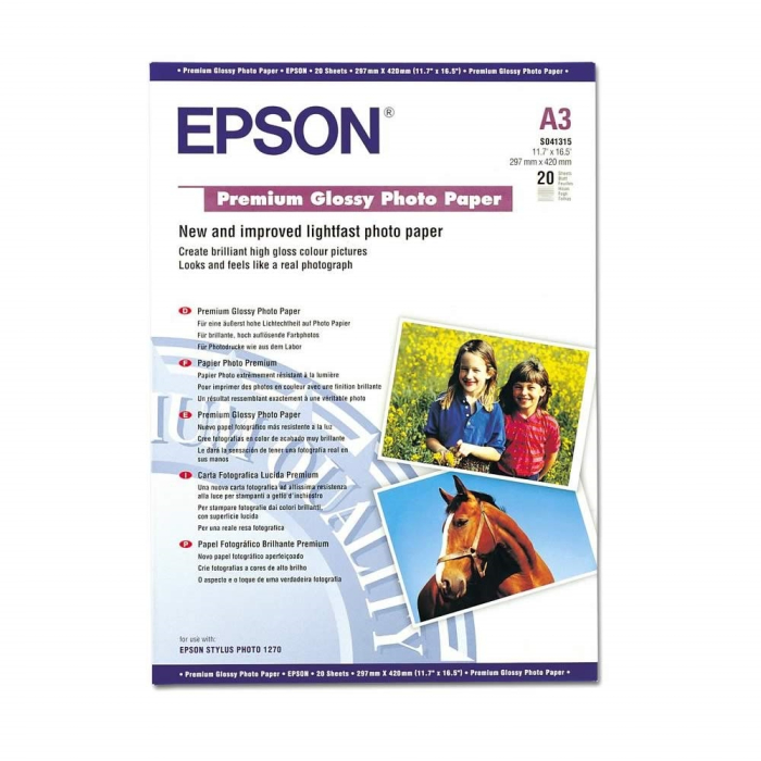 Epson Premium Glossy Photo Paper, DIN A3, 255g/m2, 20 Blatt на супер цена