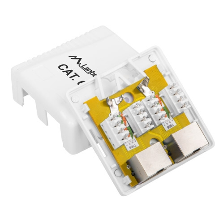 Lanberg surface-mount box CAT.6 FTP shielded 2X RJ45, white (тъмнейл - 2)