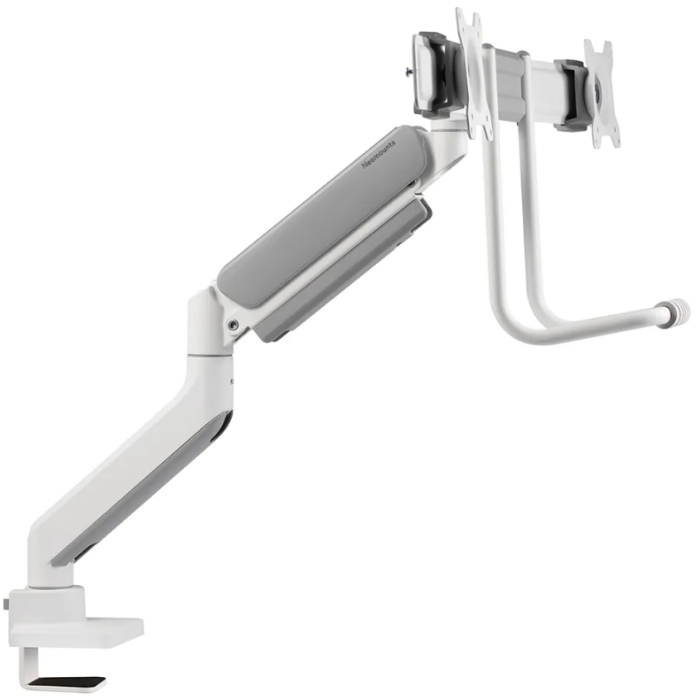 Neomounts by NewStar Screen Desk Mount 2 screens (topfix clamp & grommet) for 2 Monitor Screens, White (тъмнейл - 3)