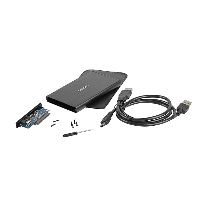 Natec EXTERNAL HDD/SSD ENCLOSURE RHINO SATA 2.5" USB 2.0 ALUMINUM Slim Black (тъмнейл - 3)