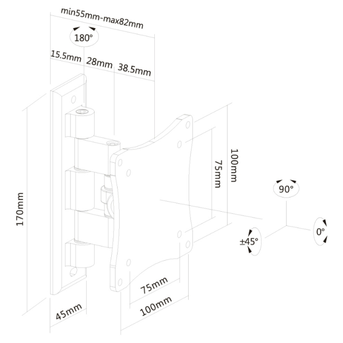 Neomounts by NewStar Flat Screen Wall Mount (1 pivot & tiltable) (тъмнейл - 2)