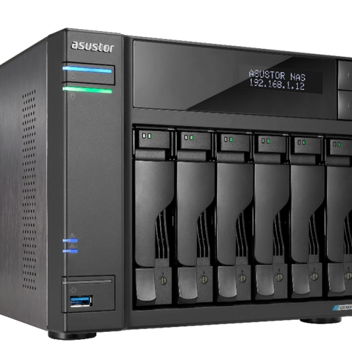 Asustor Lockerstor AS6706, 6 Bay NAS, Intel Jasper Lake Quad-Core 2.0GHz, 8GB RAM DDR4, 2.5GbEx2, M.2 SSD Slots x 4 (Diskless), USB 3.2 Gen 2x2, Toolless installation, with hot-swappable tray, hardware encryption, MyArchive, EZ connect, EZ Sync, Black (тъмнейл - 1)