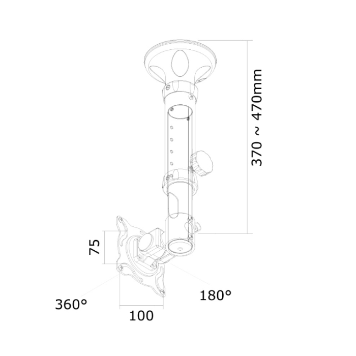 Neomounts by NewStar Flat Screen Ceiling Mount (Height: 37-47 cm) (тъмнейл - 2)