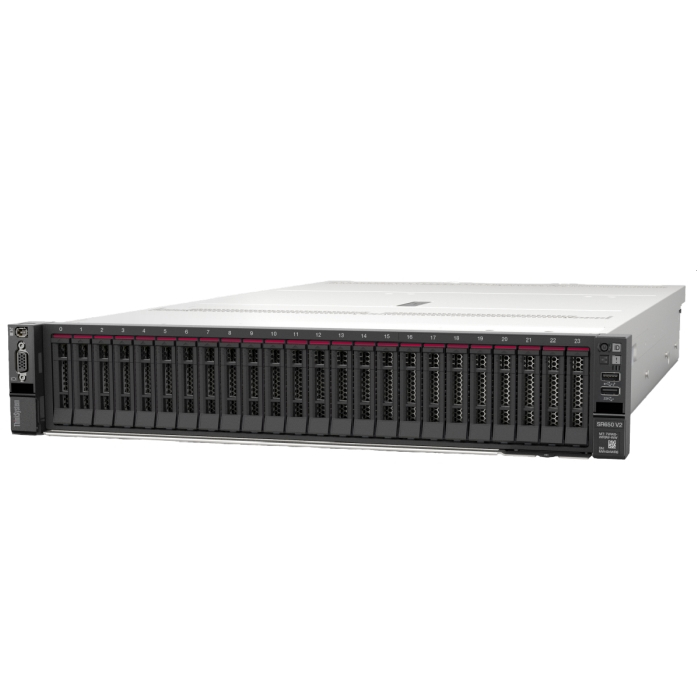 Lenovo ThinkSystem SR650 V2 Xeon Silver 4310 (12C, 2.1GHz, 18MB Cache/120W), 32GB (1x32GB, 3200MHz 2Rx4 RDIMM), 8 SAS/SATA, 930-8i, 1x1100W Titanium, 5 Standard Fans, XCC Enterprise, Toolless V2 Rails