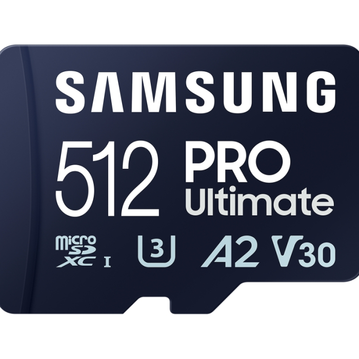 Samsung 512GB micro SD Card PRO Ultimate with USB Reader , UHS-I, Read 200MB/s - Write 130MB/s, U3, V30, A2