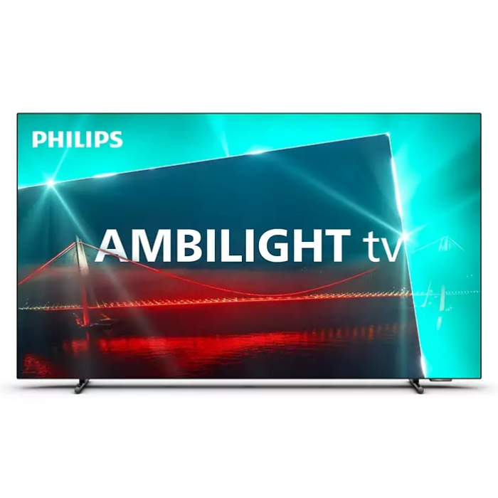 Philips 55OLED718/12, 55" UHD 4K OLED 120Hz Ultra-low lag, 3840x2160, DVB-T/T2/T2-HD/C/S/S2, Ambilight, HDR10+, Google TV, Dolby Vision, Atmos, P5 Perfect/Al, 99%DCI/P3, 16GB, BT 5.0, HDMI 2.1, VRR, USB, Cl+, 802.11ac, Lan, G-Sync, Free Sync, 40W RMS (тъмнейл - 1)