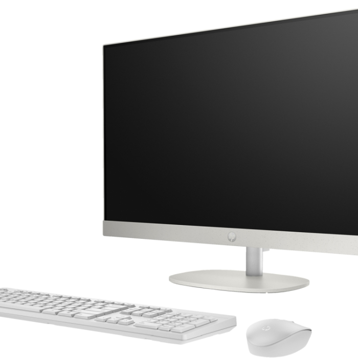 HP All-in-One 24-cr0003nu Shell White, AMD Ryzen 5-7520U(up to 4GHz/8MB/8C), 23.8" FHD AG IPS, 16GB 5500Mhz on-board, 512GB PCIe SSD, WiFi 6 2x2 +BT, HP Keyboard & HP Mouse, Free DOS, 2Y Warranty (тъмнейл - 1)