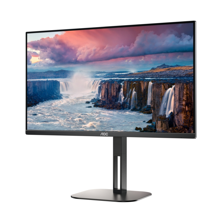 AOC Q27V5C/BK, 27" IPS WLED, 2560x1440@75Hz, 4ms GtG, 1ms MPRT, 300cd m/2, 1000:1, DCR 20M:1, Adaptive Sync, FlickerFree, Low Blue Light, 3Wx2, Tilt, Height Adjust, Pivot, Swivel, HDMI, DP, USB hub (тъмнейл - 2)