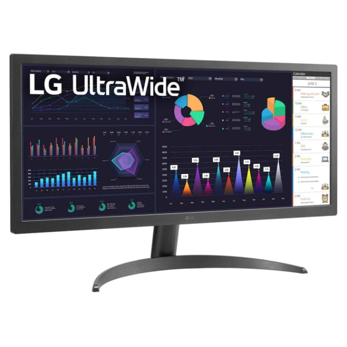 LG 26WQ500-B, 25.7" UltraWide AG, IPS Panel, 1ms MBR, 5ms, CR 1000:1, 250 cd/m2, 21:9, 2560x1080, HDR 10, sRGB over 99% , AMD FreeSync, 75Hz, Reader Mode, HDMI, Headphone Out, Tilt, Headphone Out, Black (тъмнейл - 2)