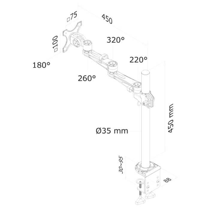 Neomounts by NewStar Flat Screen Desk Mount (clamp) (тъмнейл - 2)