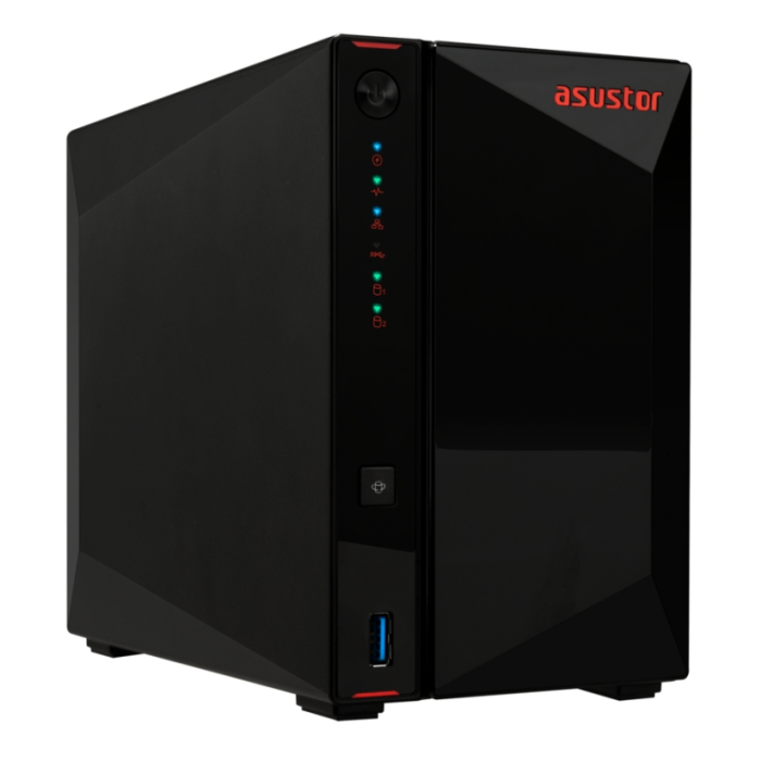 Asustor Nimbustor AS5402T, 2 Bay NAS, Quad-Core 2.0GHz CPU, Dual 2.5GbE Ports, 4GB SO-DIMM DDR4 (Max. 16GB), Four M.2 SSD Slots (Diskless), 3x USB 3.2 Gen 1 Type A, WOW (Wake on WAN), WOL, System Sleep Mode, AES-NI hardware encryption, Black (тъмнейл - 1)