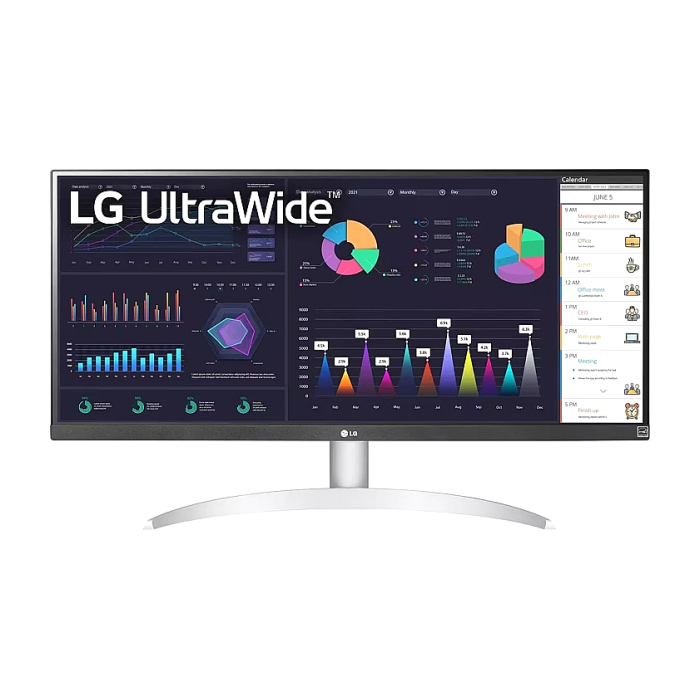 LG 29WQ600-W, 29" UltraWide Full HD, IPS Panel, 1ms MBR, 1000:1, 250 cd/m2, 21:9, 2560 x 1080, HDR 10, sRGB 99%, FreeSync, 100Hz, USB Type-C, Speacers, HDMI, DP, Tilt, Headphone Out, Black