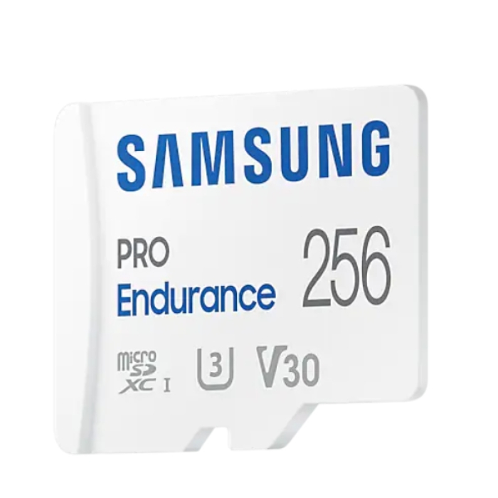 Samsung 256 GB micro SD PRO Endurance, Adapter, Class10, Waterproof, Magnet-proof, Temperature-proof, X-ray-proof, Read 100 MB/s - Write 40 MB/s (тъмнейл - 1)