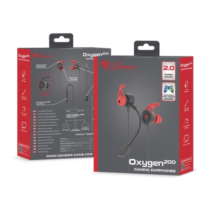 Genesis Earphones Oxygen 200 With Microphone Stereo Black (тъмнейл - 3)