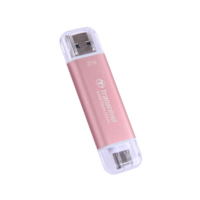 Transcend 2TB, USB External SSD, ESD310P, USB 10Gbps, Type C/ A, Pink (тъмнейл - 1)