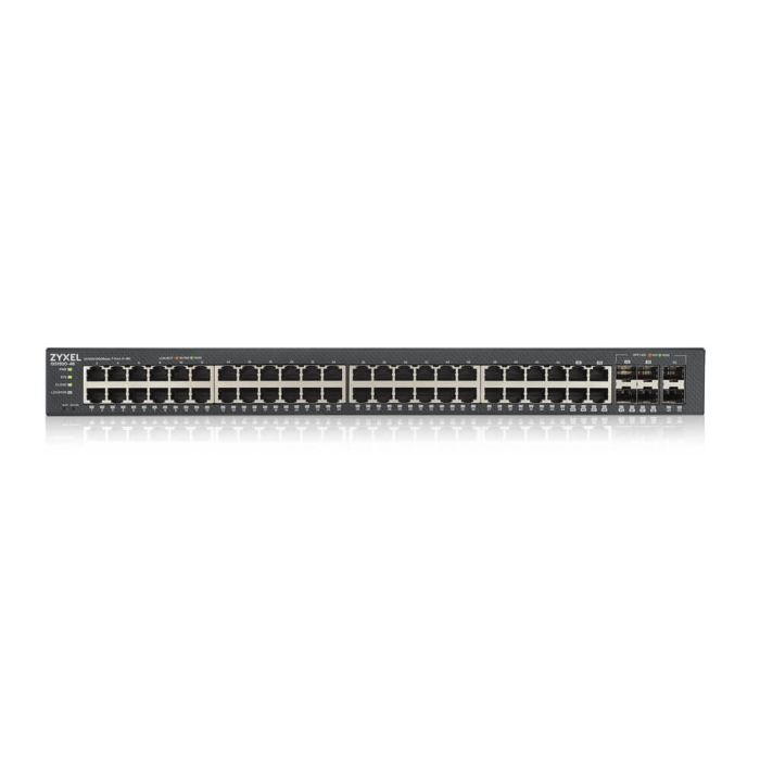 ZyXEL GS1920-48v2, 50 Port Smart Managed Switch 44x Gigabit Copper and 4x Gigabit dual pers., hybrid mode, standalone or NebulaFlex Cloud (тъмнейл - 1)