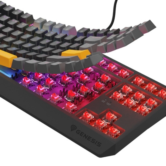 Genesis Gaming Keyboard Thor 230 TKL Anchor Gray Positive US RGB Mechanical Outemu Red (тъмнейл - 4)